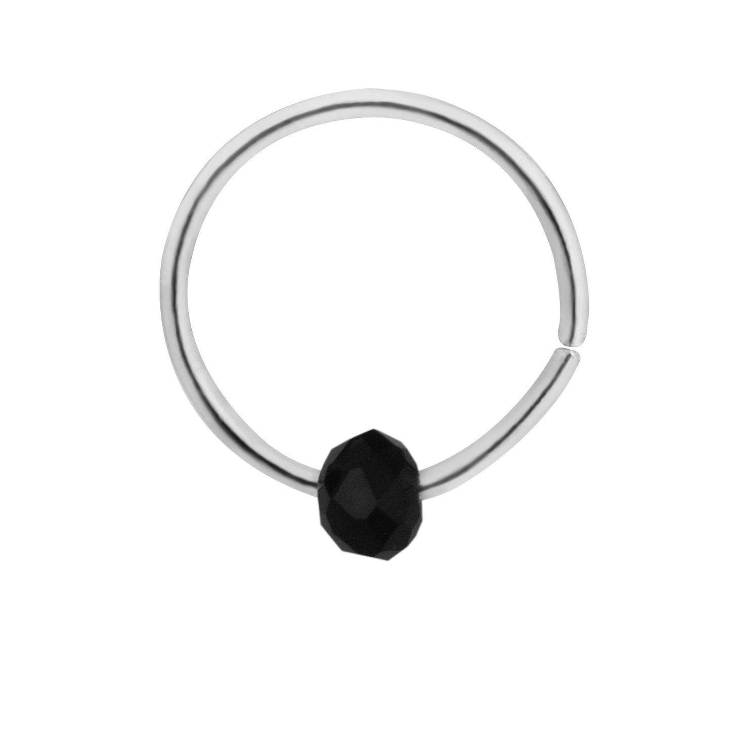 Sterling Silver & Black Stone Bead Helix Piercing