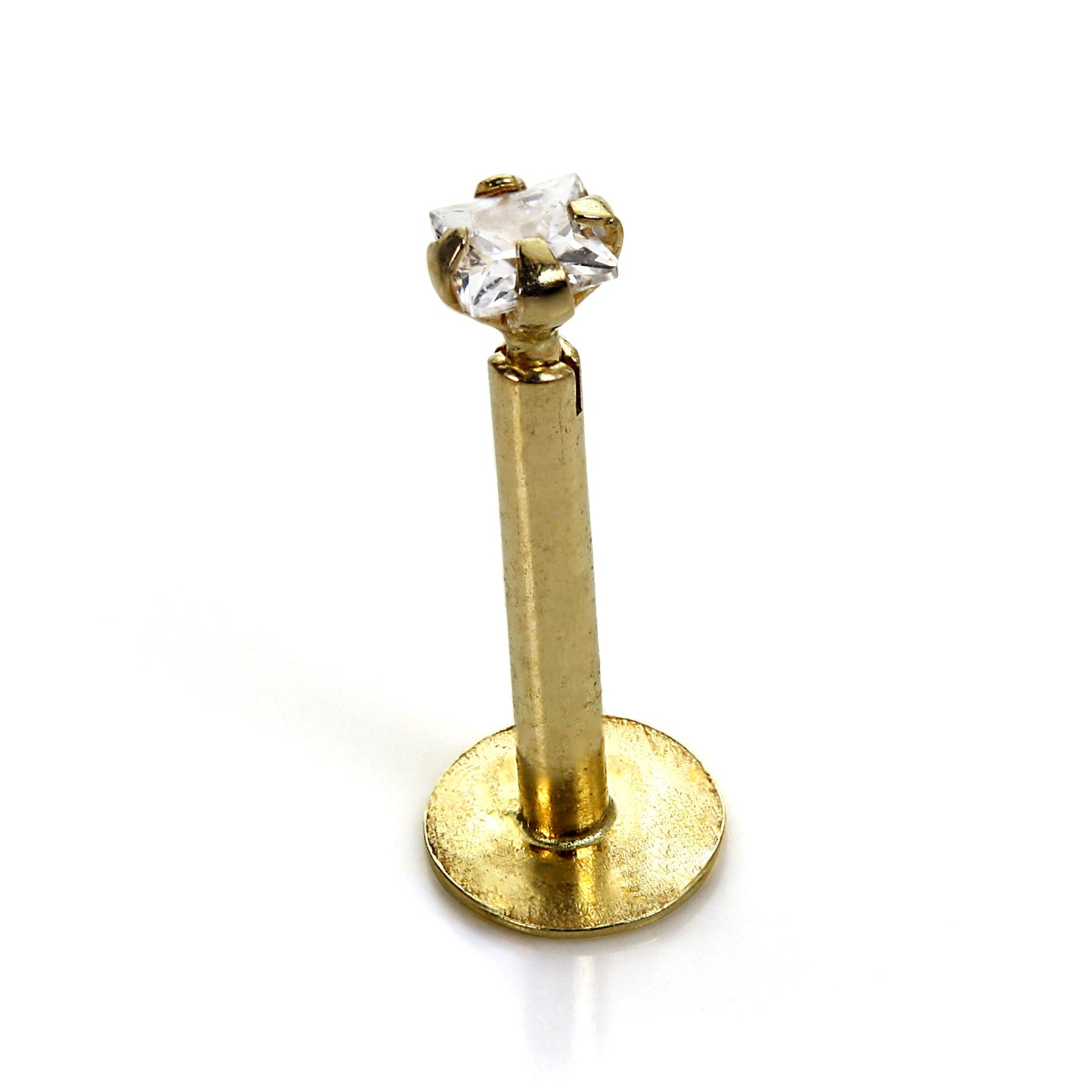 9ct Yellow Gold Clear CZ Labret Helix Piercing