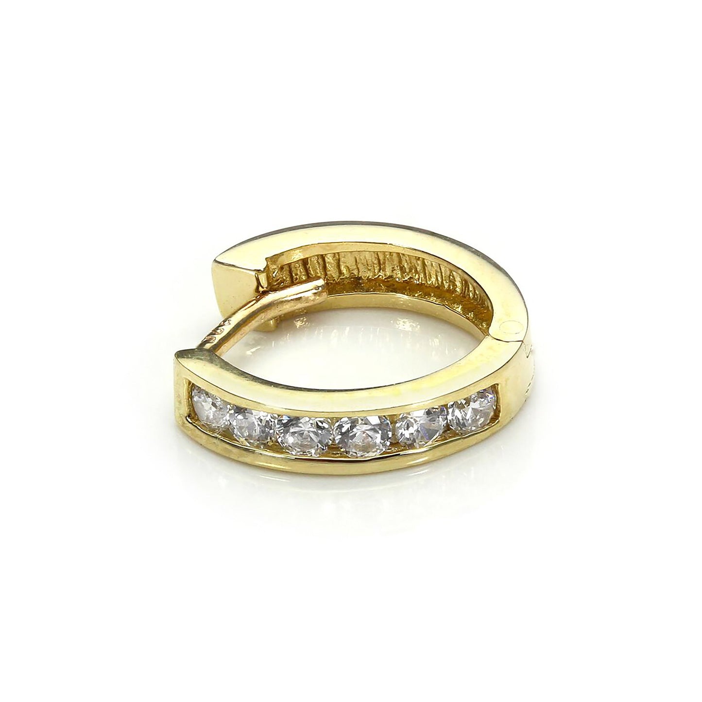 9ct Yellow Gold Clear CZ Huggie Hoop Helix Piercing
