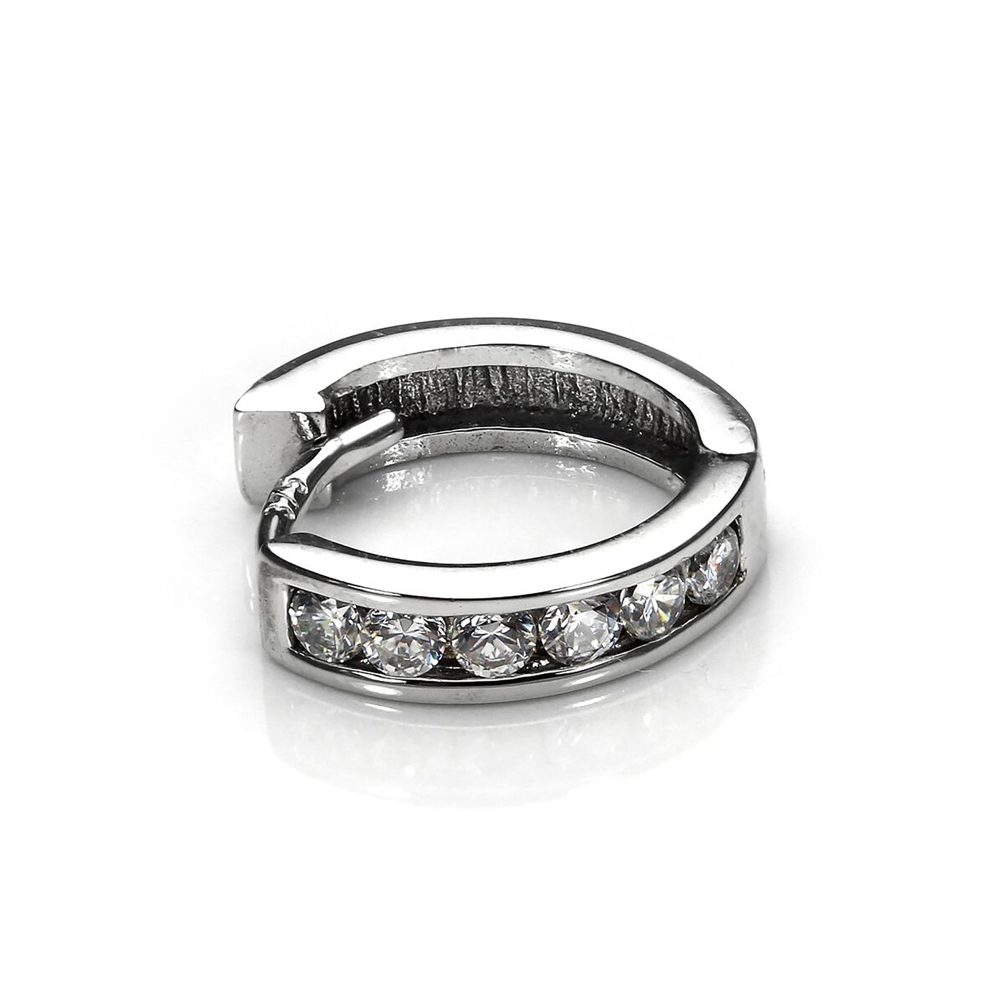 9ct White Gold Clear CZ Huggie Hoop Helix Piercing