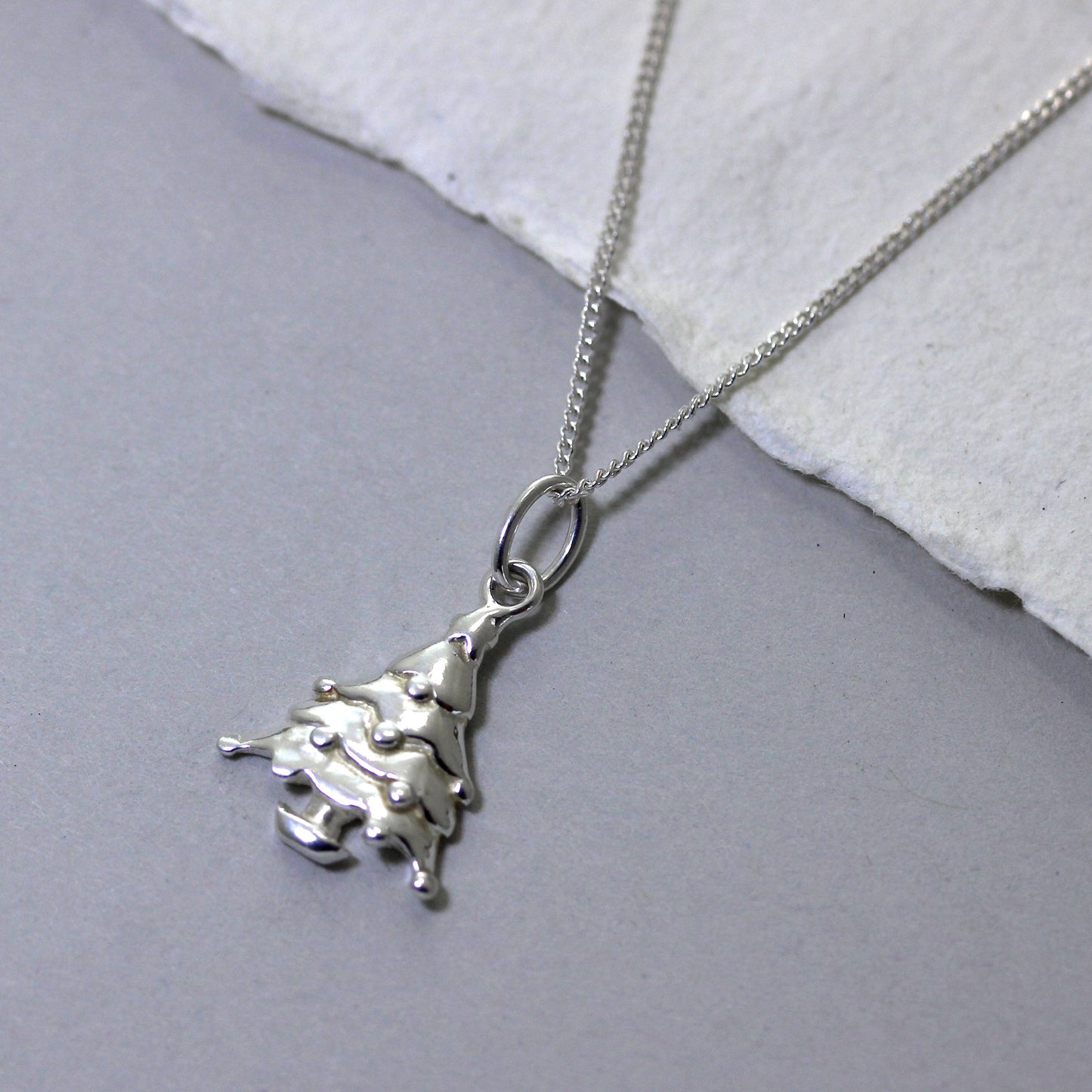 Sterling Silver Christmas Tree Necklace - 16 - 32 Inches