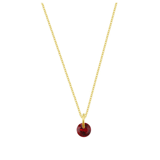 Gold Plated Sterling Silver & 4mm Garnet CZ Necklace - 16 - 22 Inches