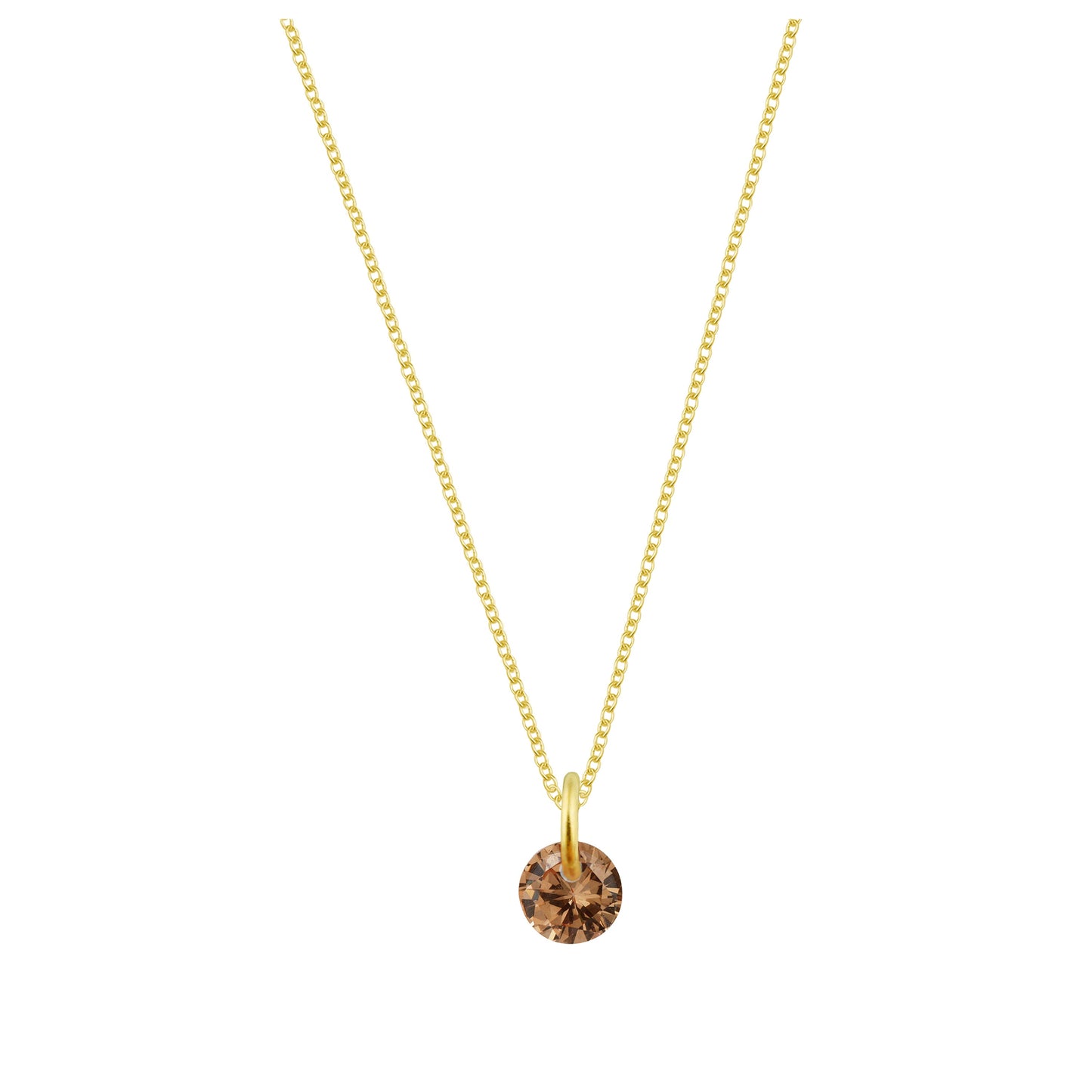 Gold Plated Sterling Silver & 4mm Citrine CZ Necklace - 16 - 22 Inches