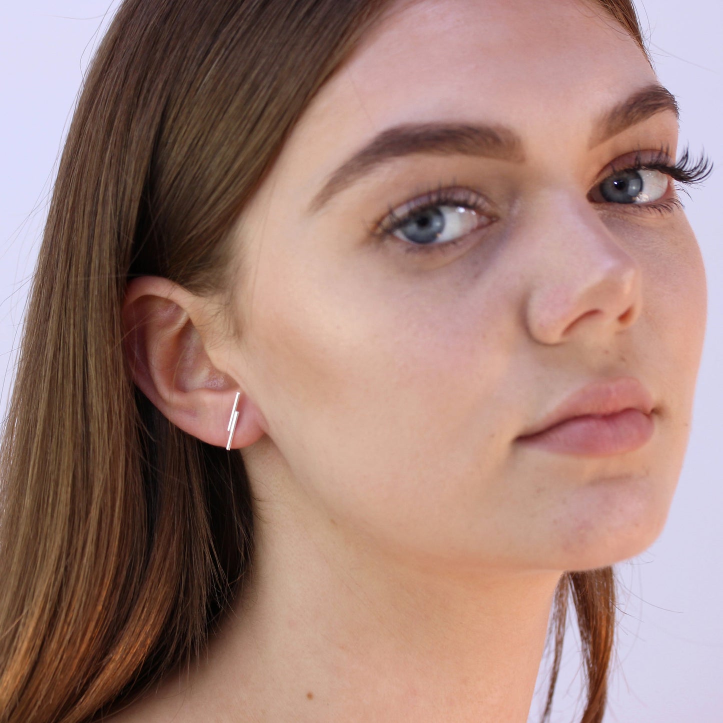 Sterling Silver Double Bar Stud Earrings