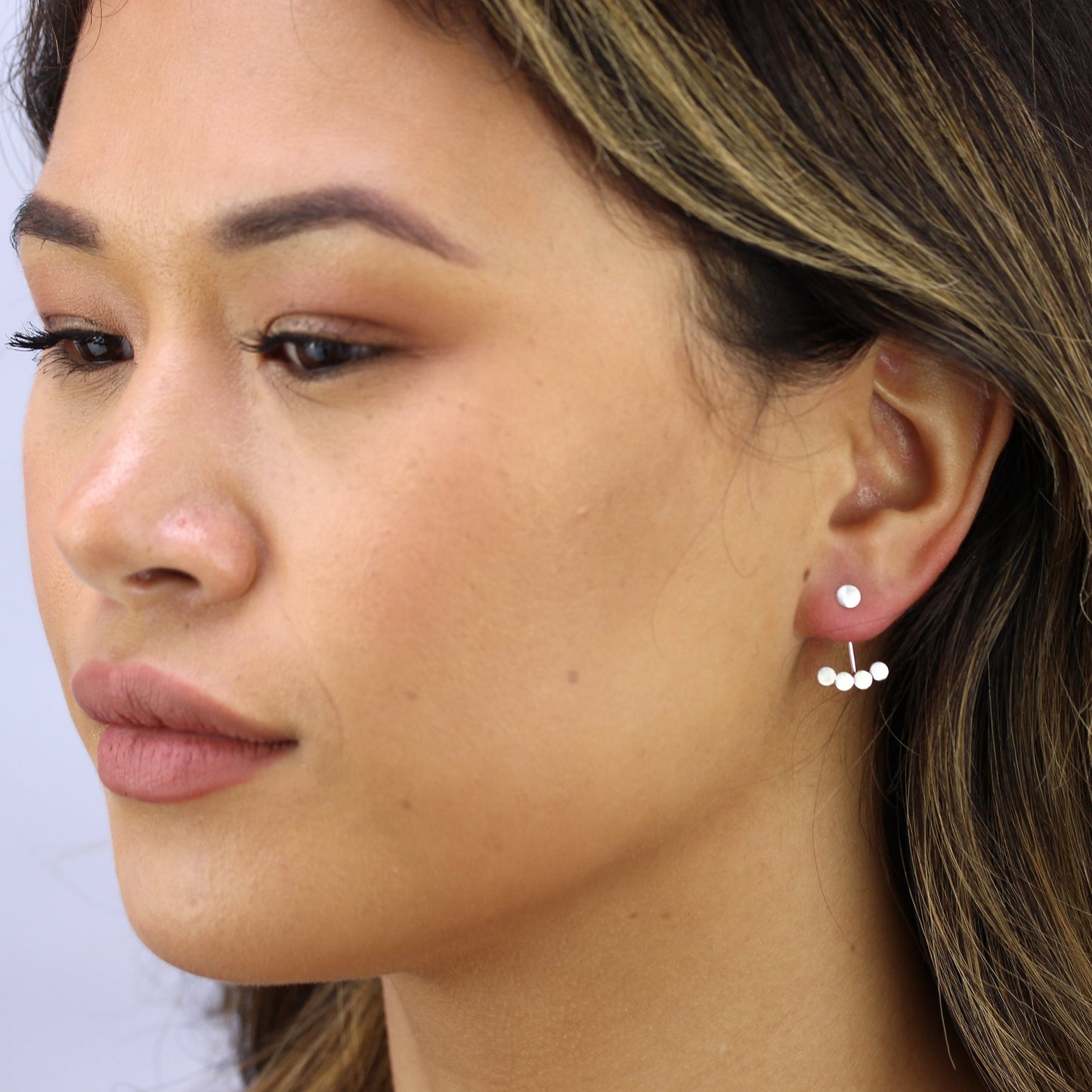 Sterling Silver Circles Ear Jacket Stud Earrings