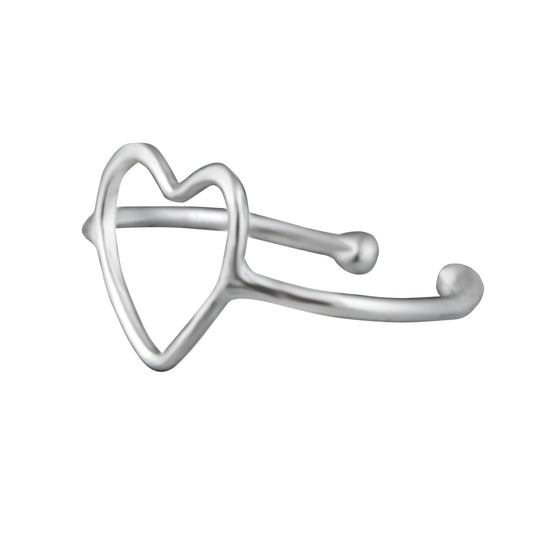 Single Sterling Silver Open Heart Ear Cuff Earring