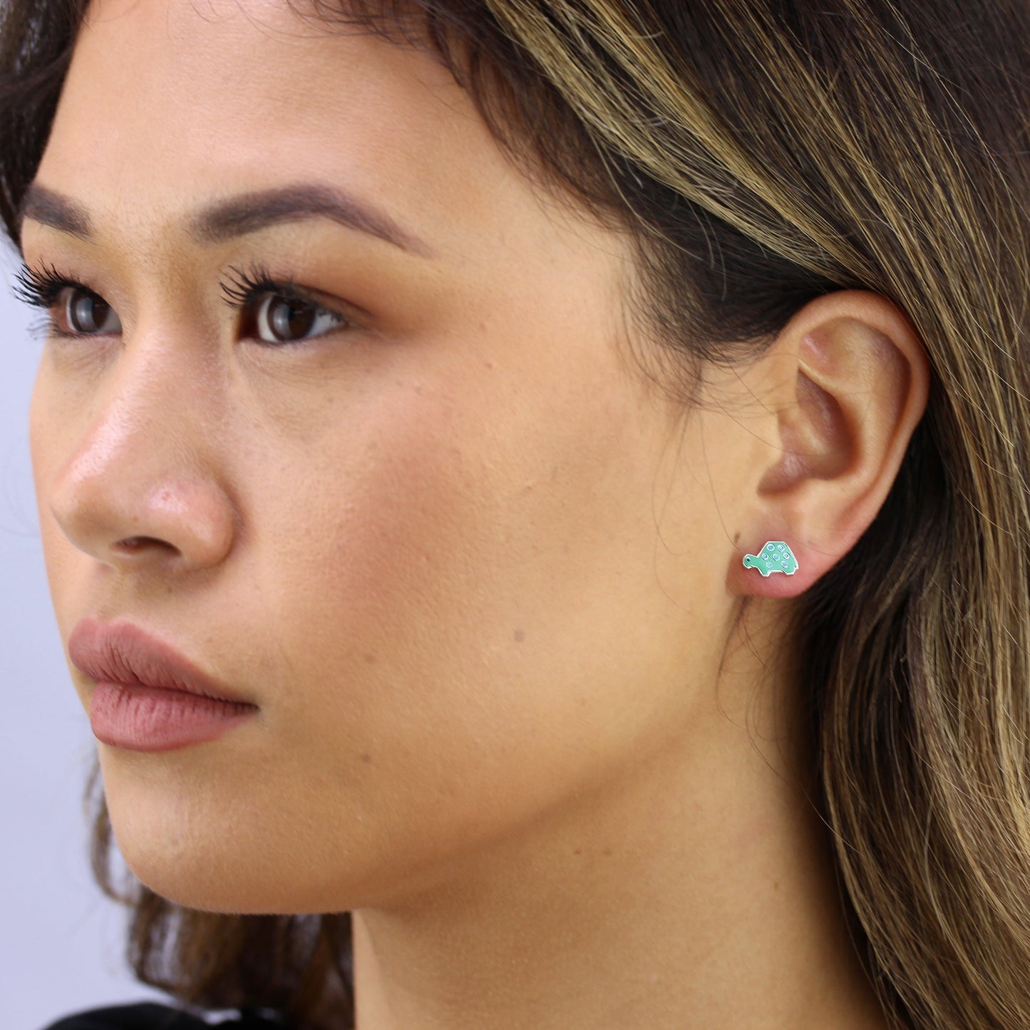 Sterling Silver Enamel Turtle Stud Earrings