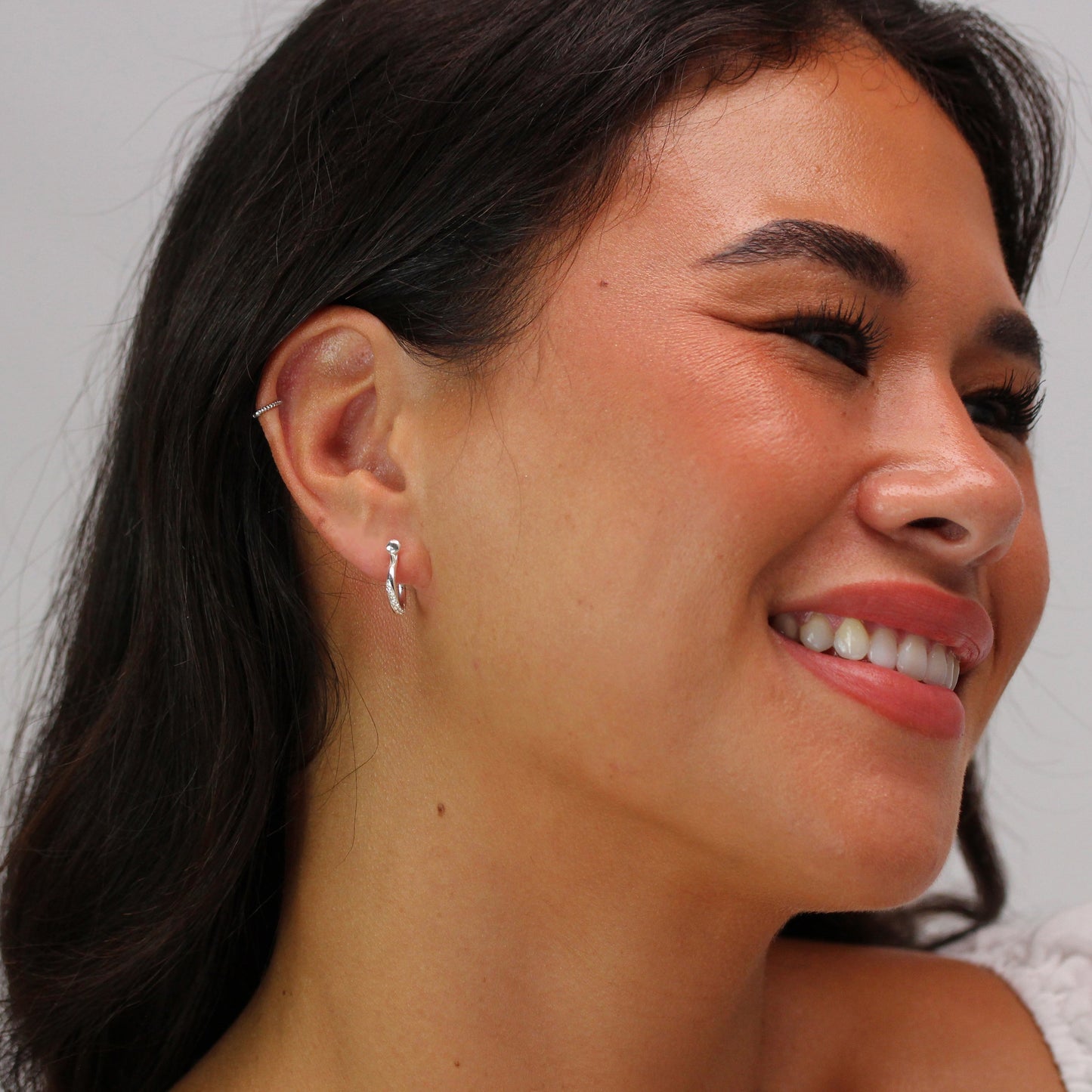 Sterling Silver Swirl CZ Jacket Stud Earrings