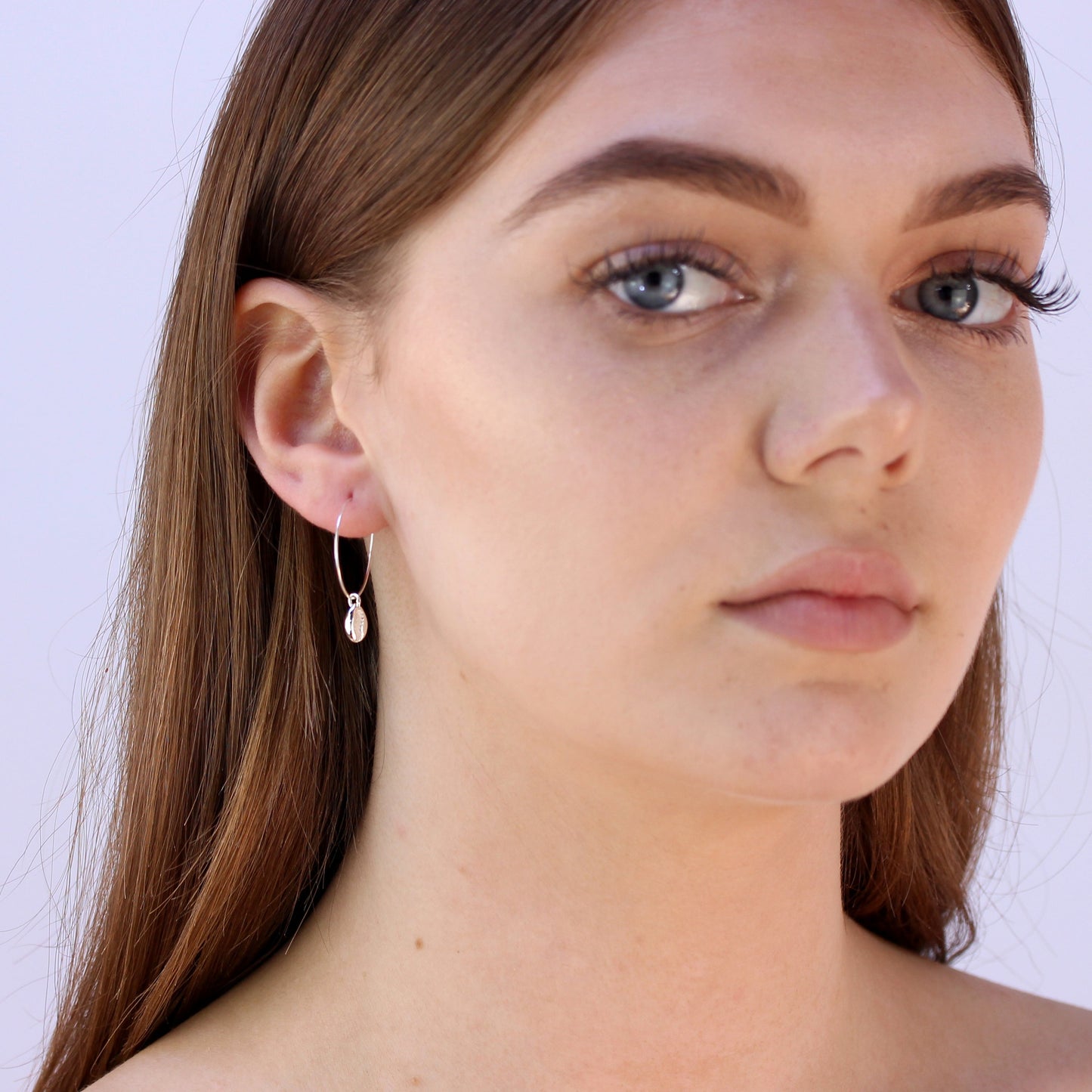 Sterling Silver 16mm Cowrie Shell Charm Hoop Earrings