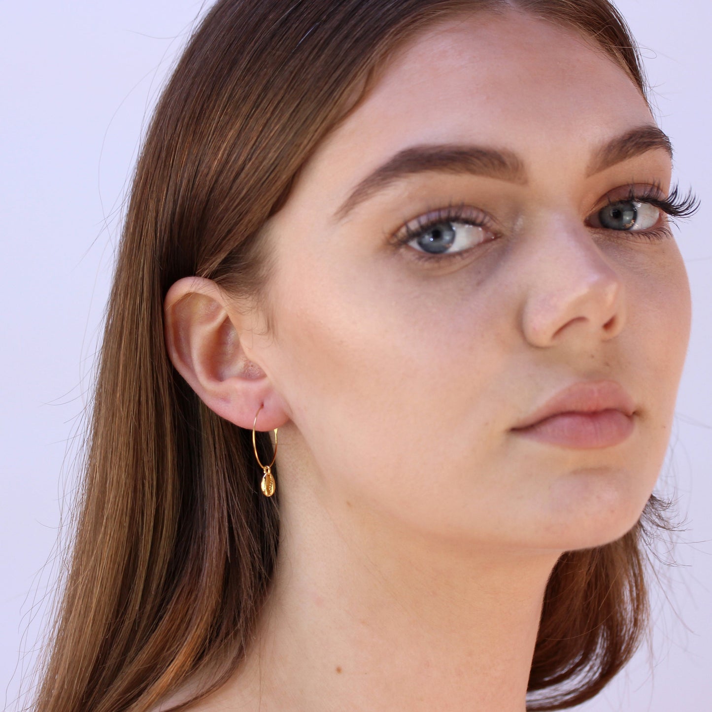 Gold Plated Sterling Silver 16mm Cowrie Shell Hoop Earrings