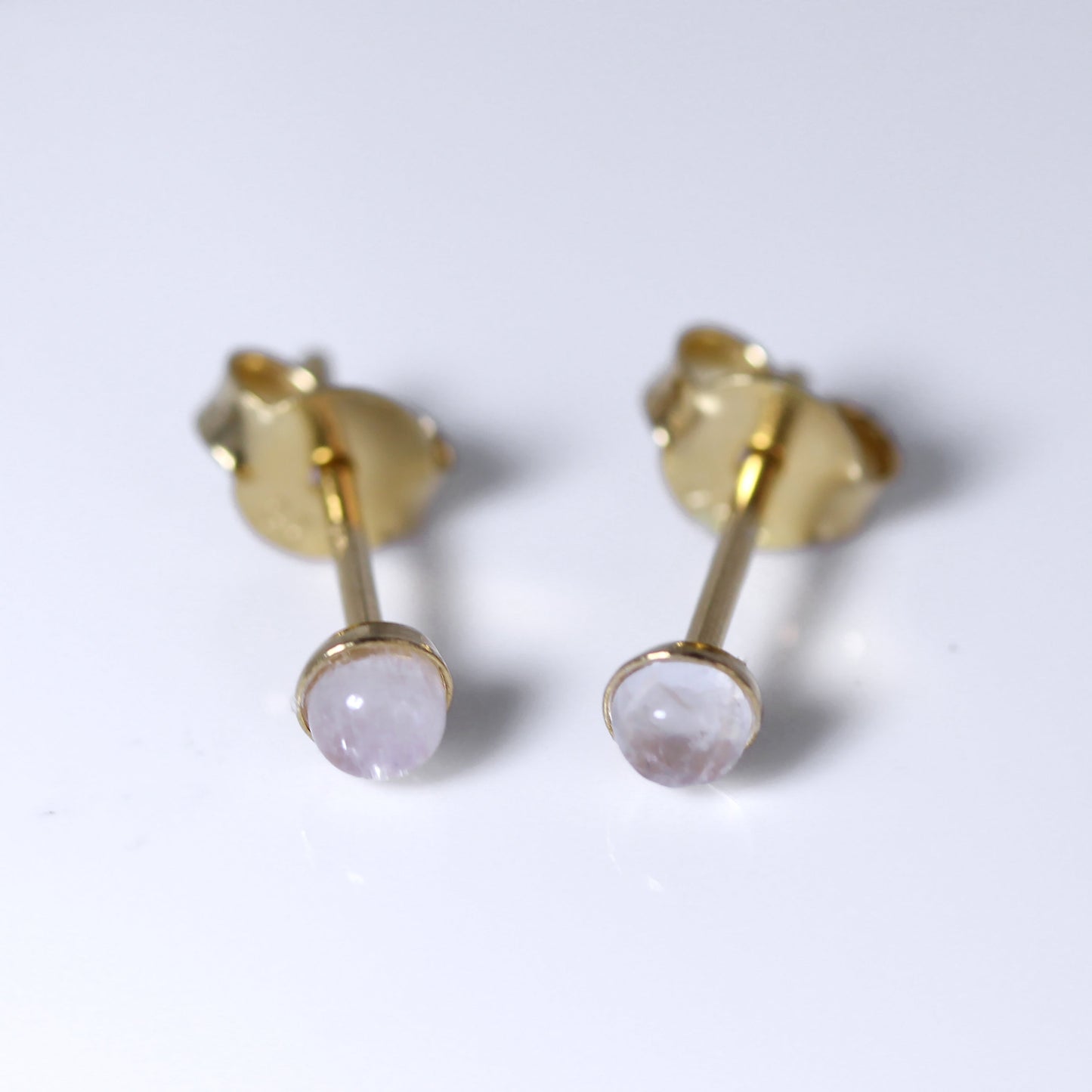Gold Plated Sterling Silver Moonstone 3mm Ball Stud Earrings