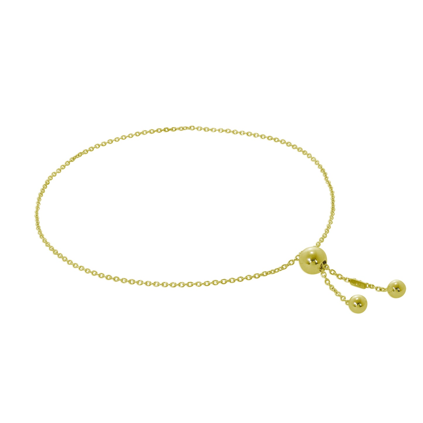 Gold Plated Sterling Silver Slider Ball Adjustable Bracelet