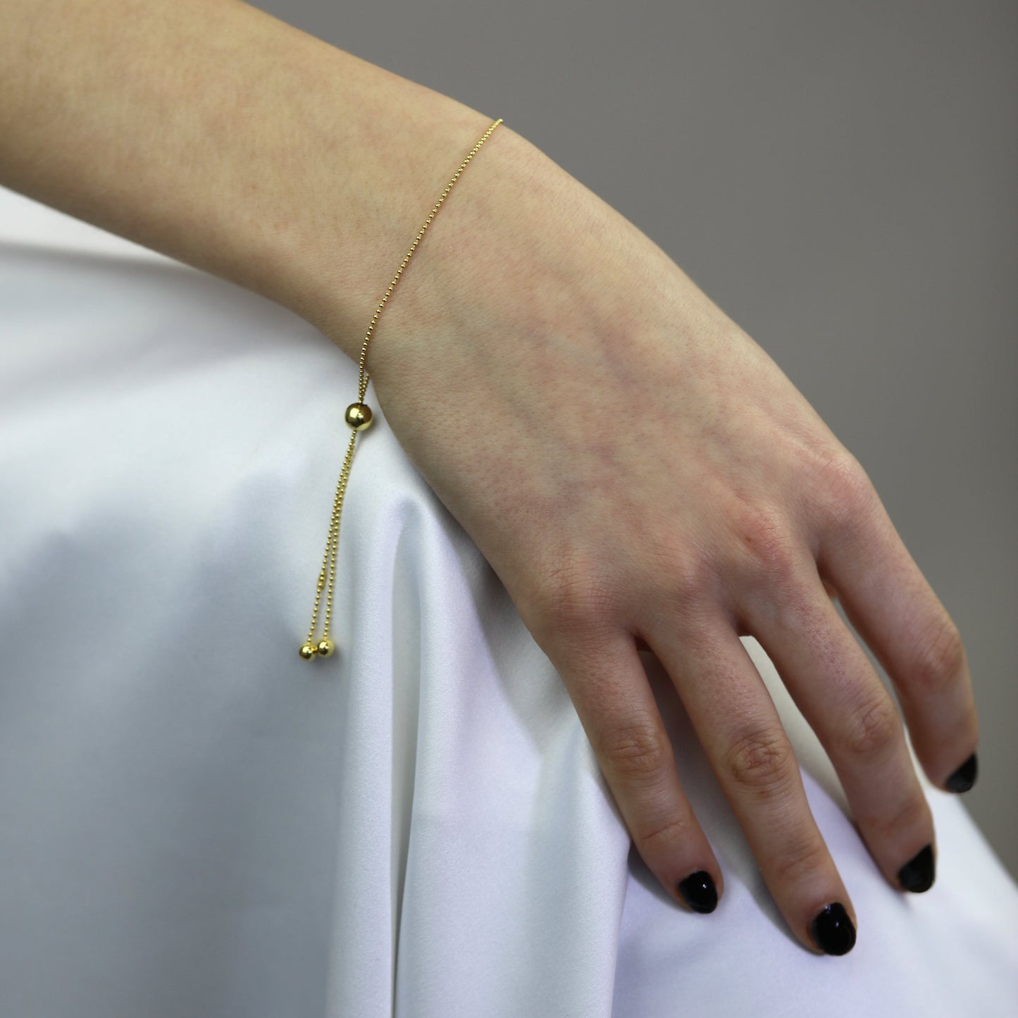 Gold Plated Sterling Silver Slider Adjustable Bead Bracelet