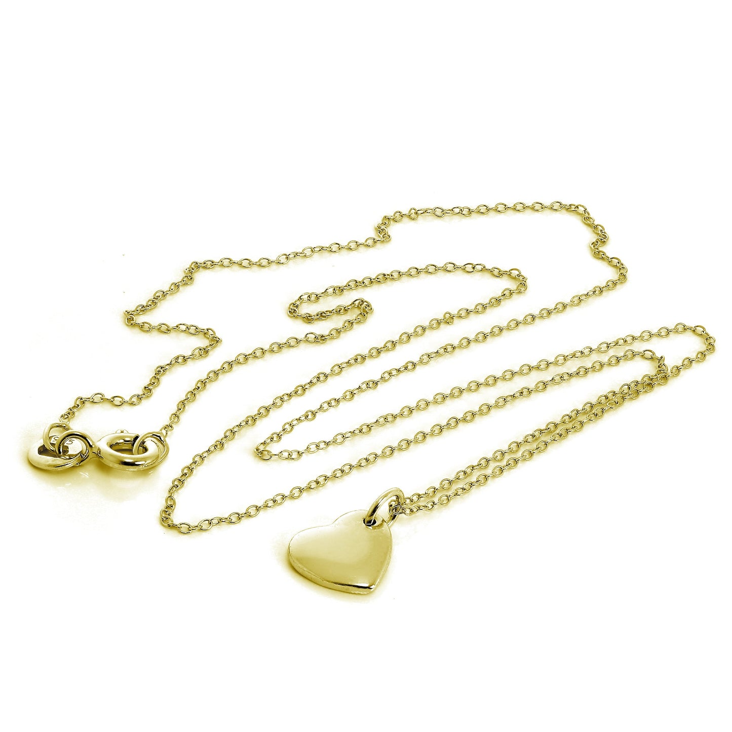 Gold Plated Sterling Silver Engravable Heart Necklace 18 Inches