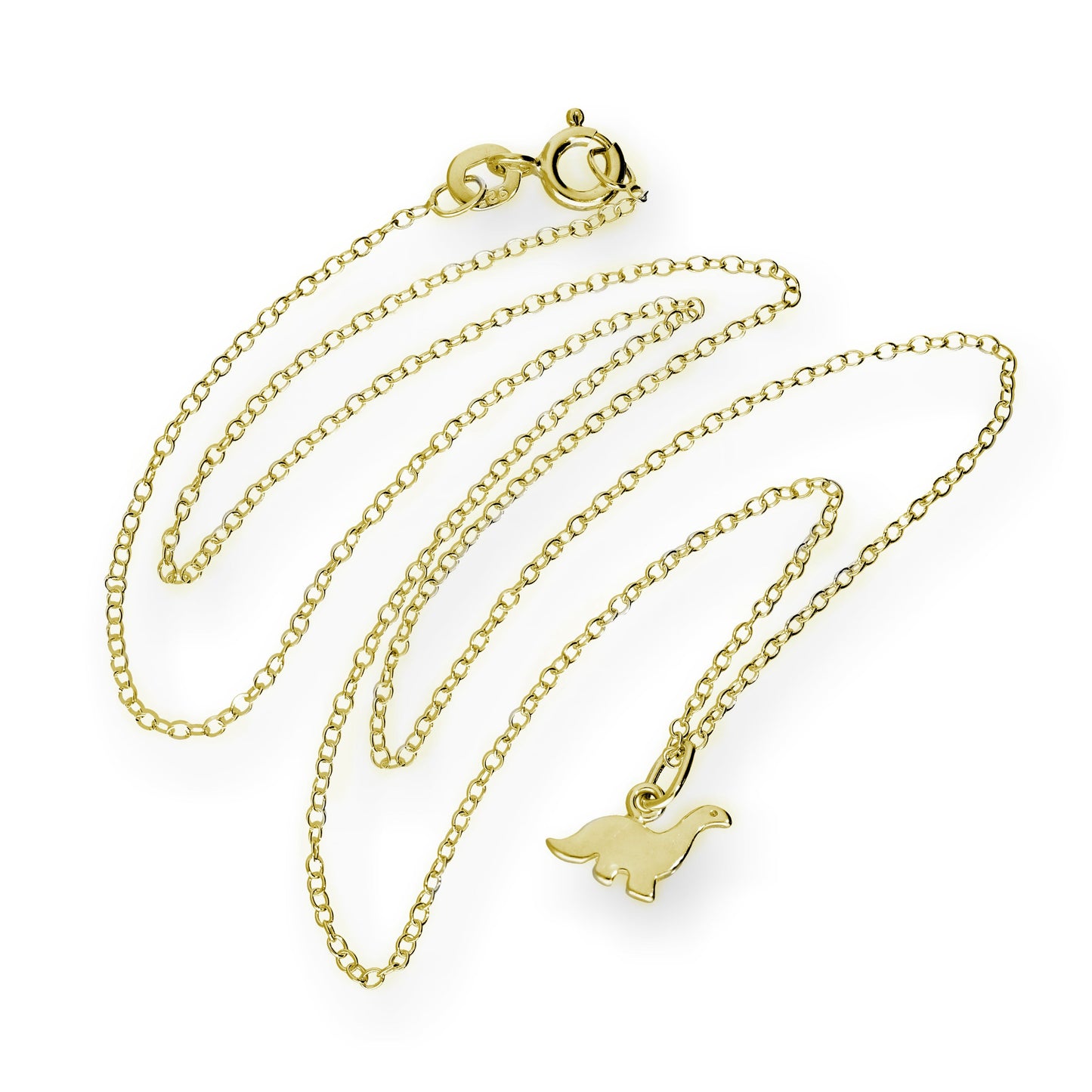 Small Gold Plated Sterling Silver 18 Inch Dinosaur Necklace