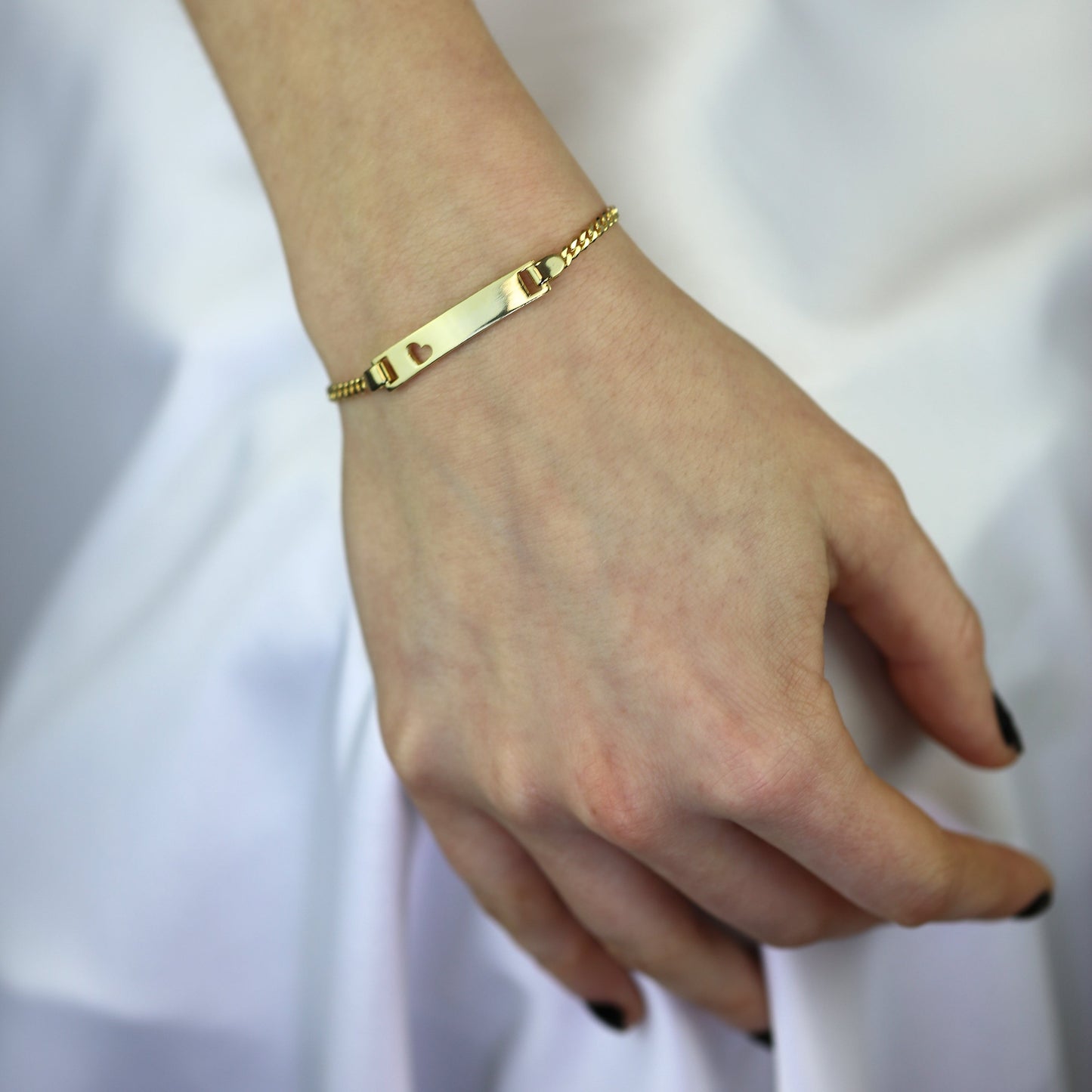 Gold Plated Sterling Silver Engravable ID Bracelet 6 Inches