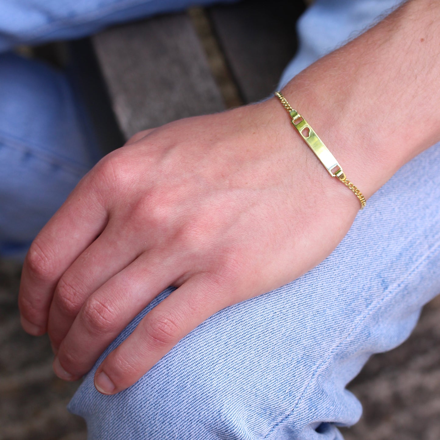 Gold Plated Sterling Silver Engravable ID Bracelet 7.5 Inches