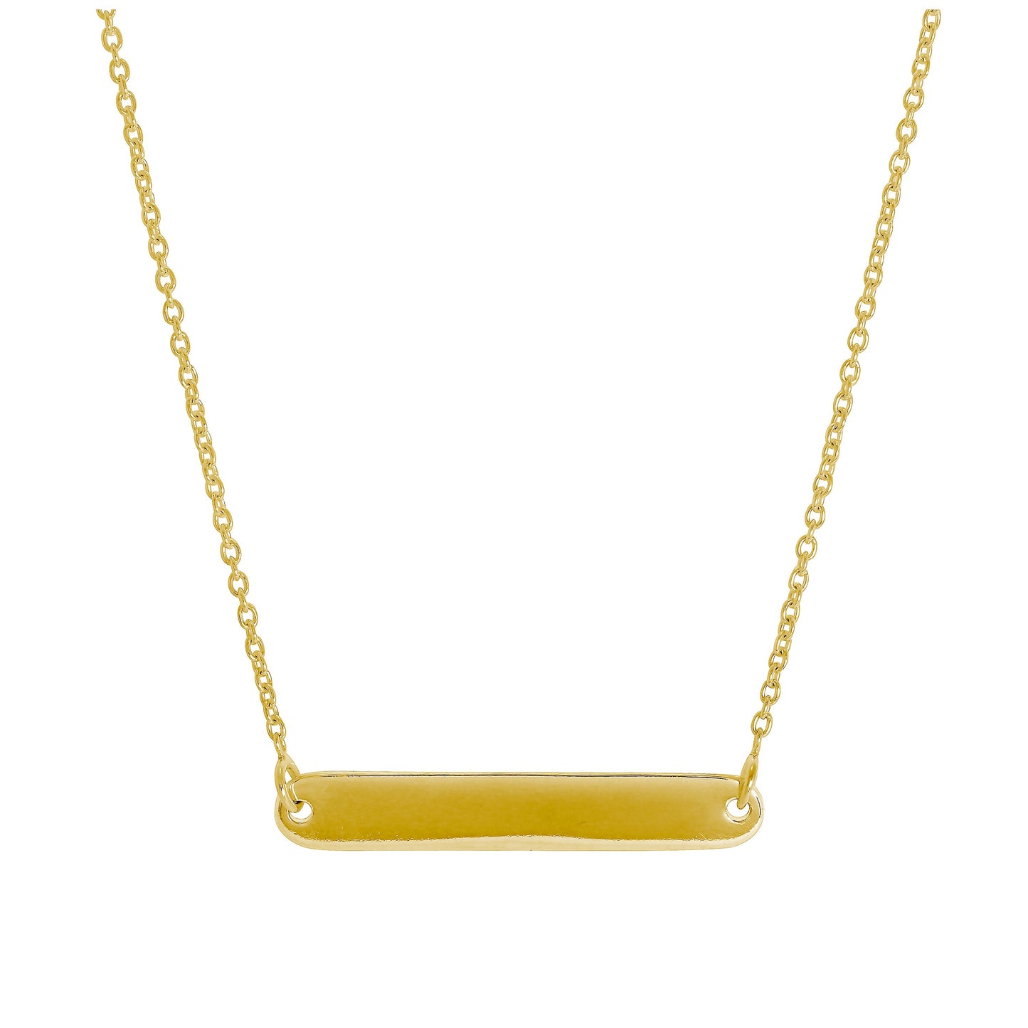 Gold Plated Sterling Silver Engravable Bar 17 Inch Necklace