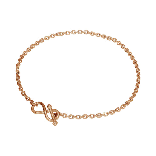 Rose Gold Plated Sterling Silver Infinity T Bar Bracelet 7 Inch