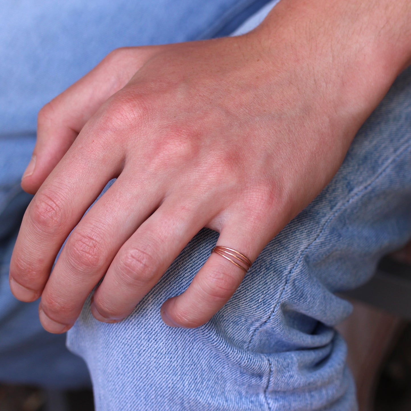 Rose Gold Plated Sterling Silver Triple Wire Adjustable Ring