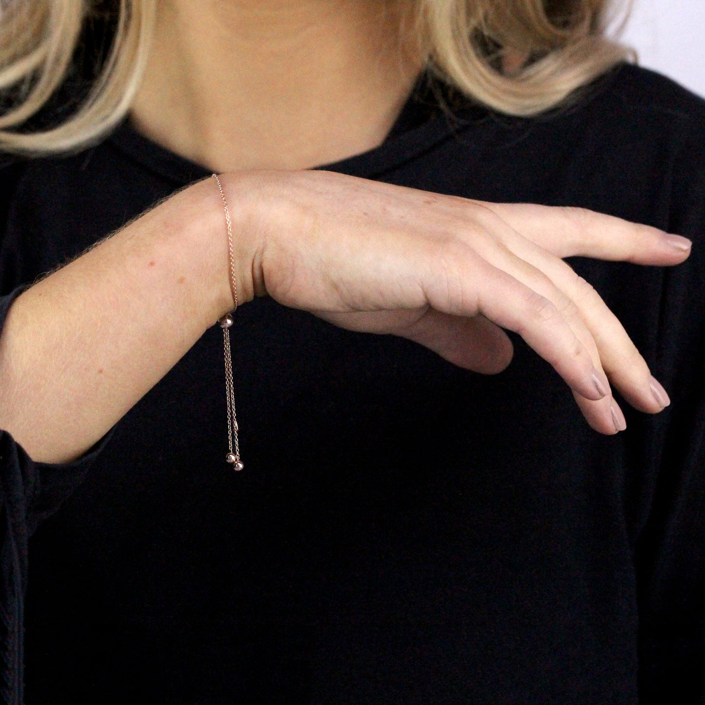 Rose Gold Plated Sterling Silver Slider Adjustable Bracelet