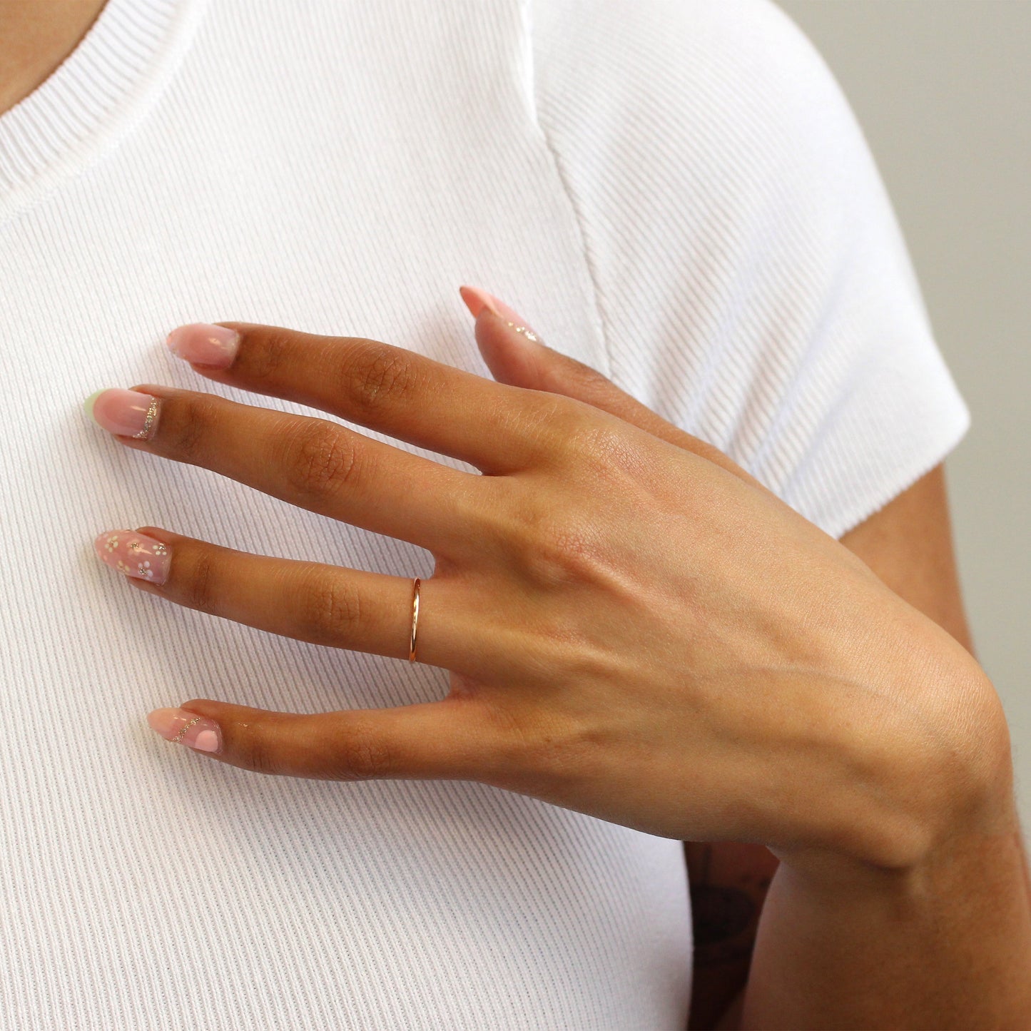 Small Rose Gold Plated Sterling Silver 1mm Plain Stacking Ring