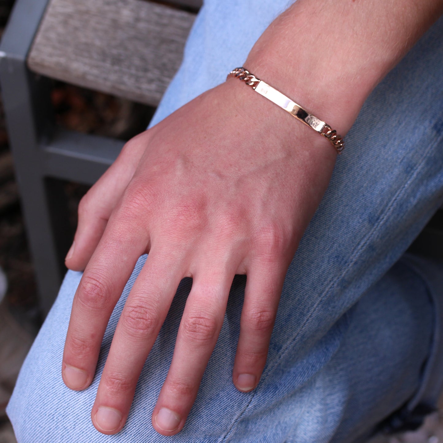 Rose Gold Plated Sterling Silver 7mm Curb ID Bracelet