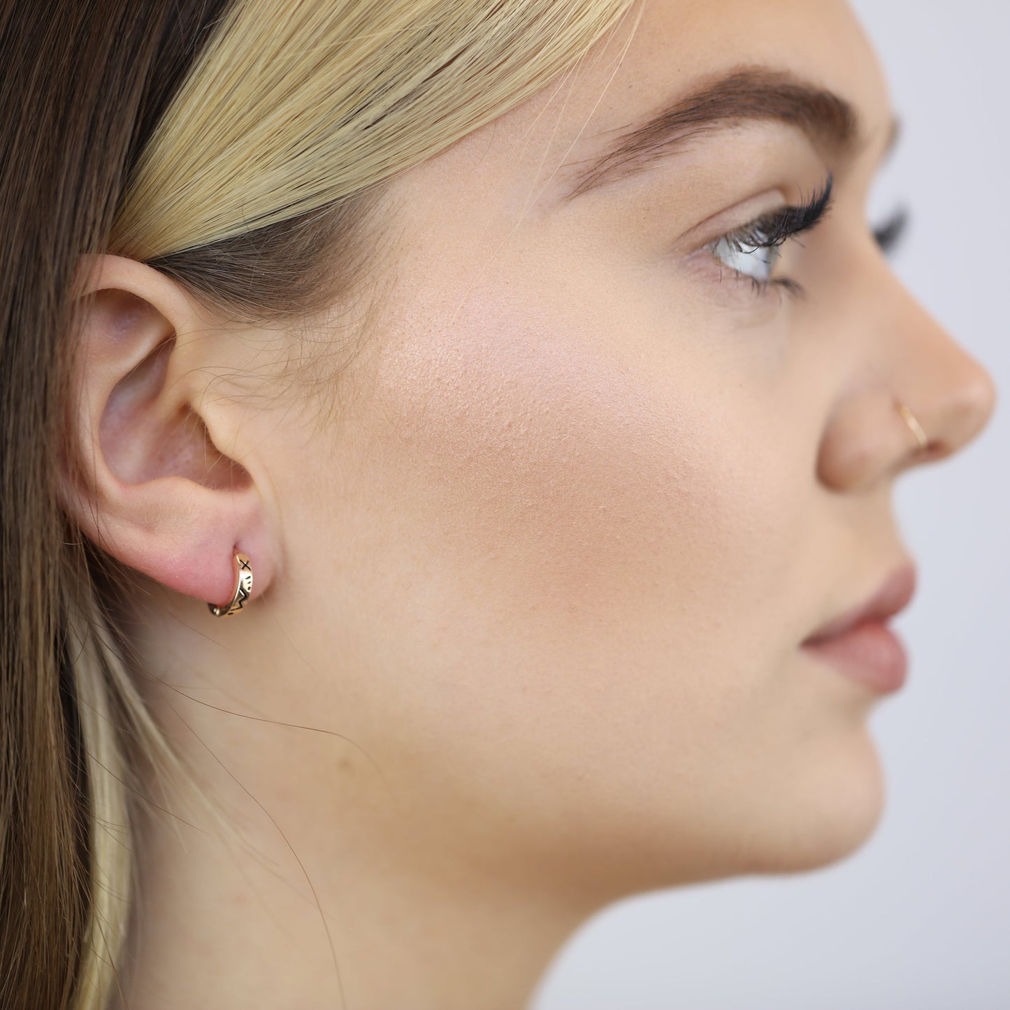 Rose Gold Plated Sterling Silver Hinged Hoop Earrings