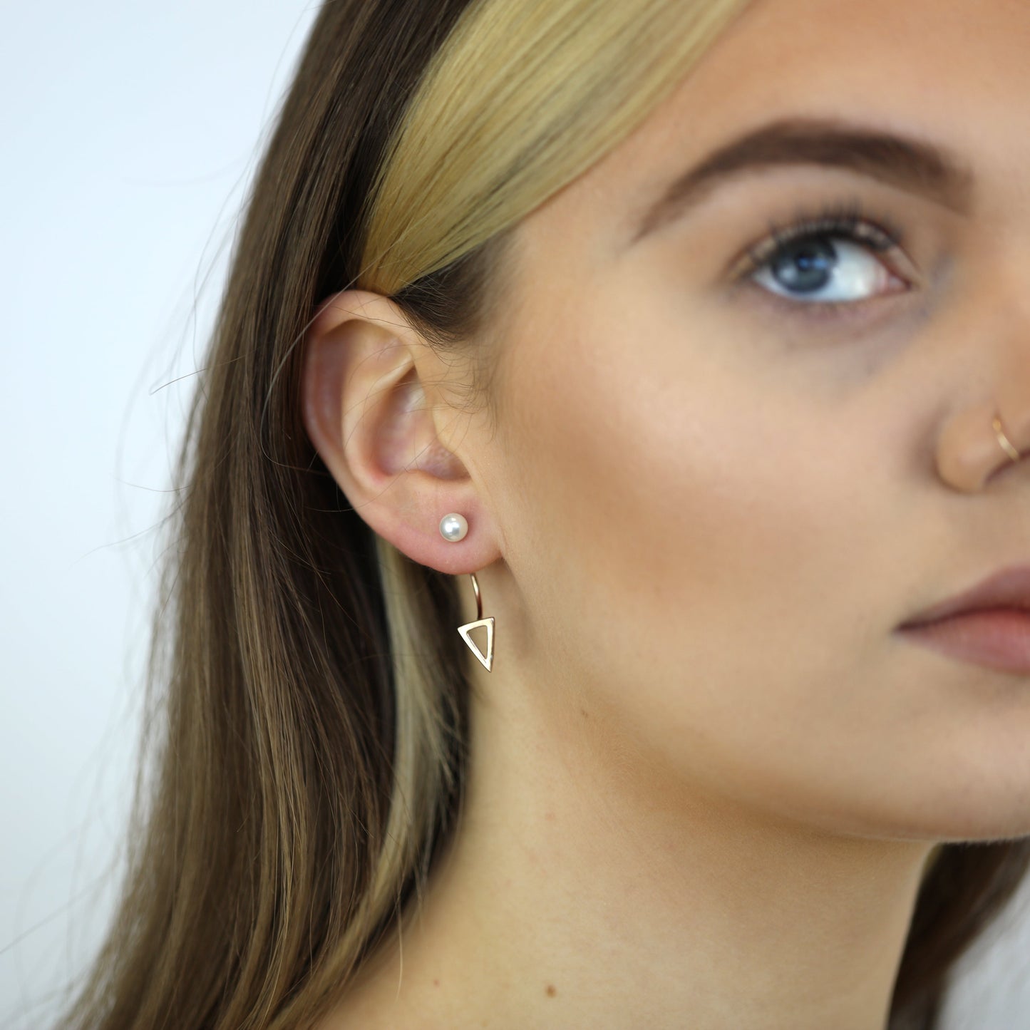 Rose Gold Plated Sterling Silver Pearl Ear Jacket Earrings