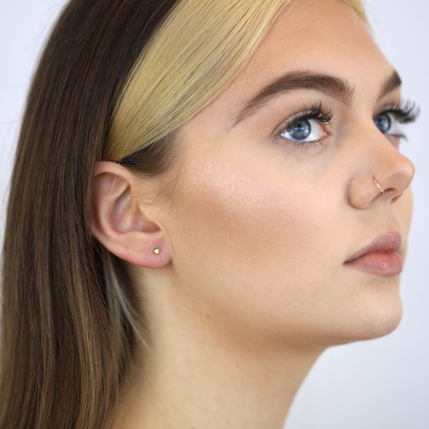 Rose Gold Plated Sterling Silver 2mm Peridot CZ Stud Earrings