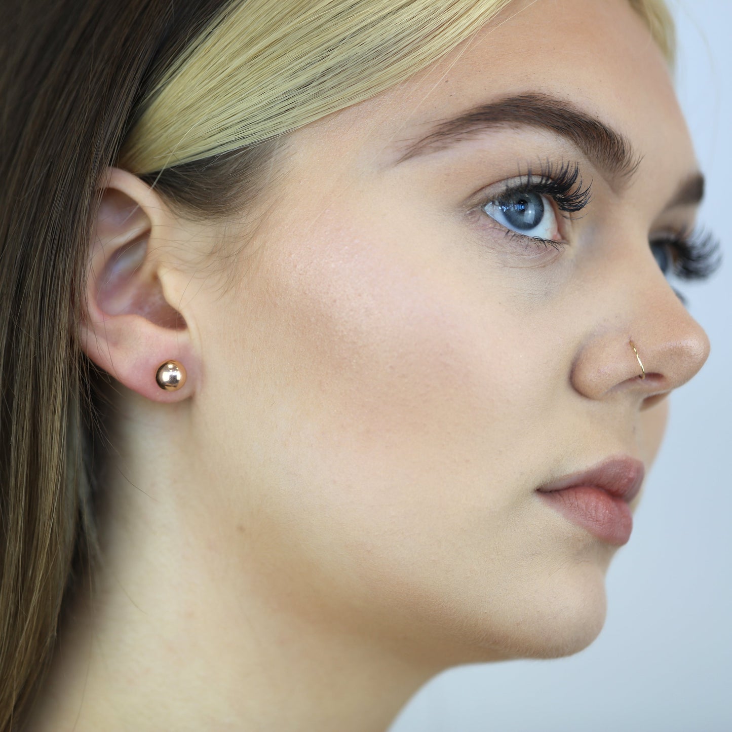 Rose Gold Plated Sterling Silver Double Ball Stud Earrings