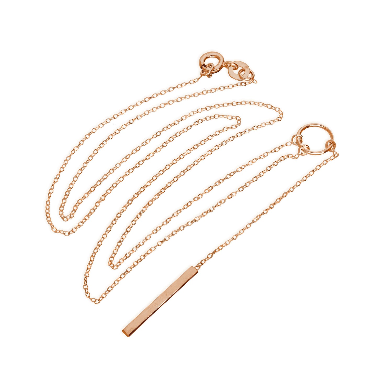 Rose Gold Plated Sterling Silver Circle & Bar Necklace 18 Inches