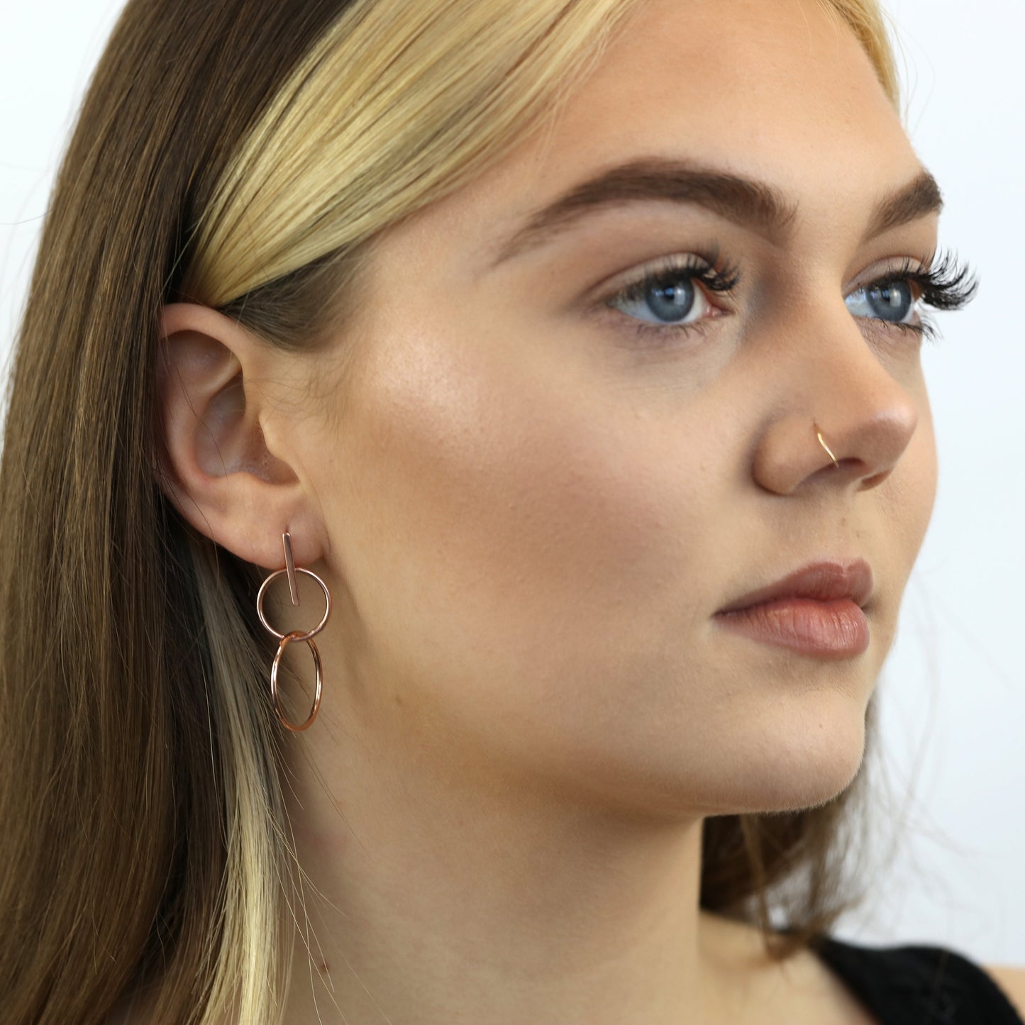 Rose Gold Plated Sterling Silver Infinity Drop Stud Earrings