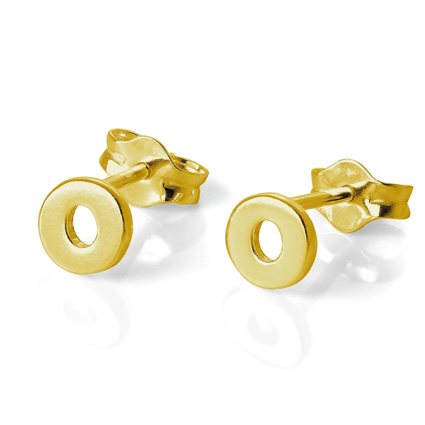 Yellow Gold Plated Sterling Silver Alphabet Letters Stud Earrings
