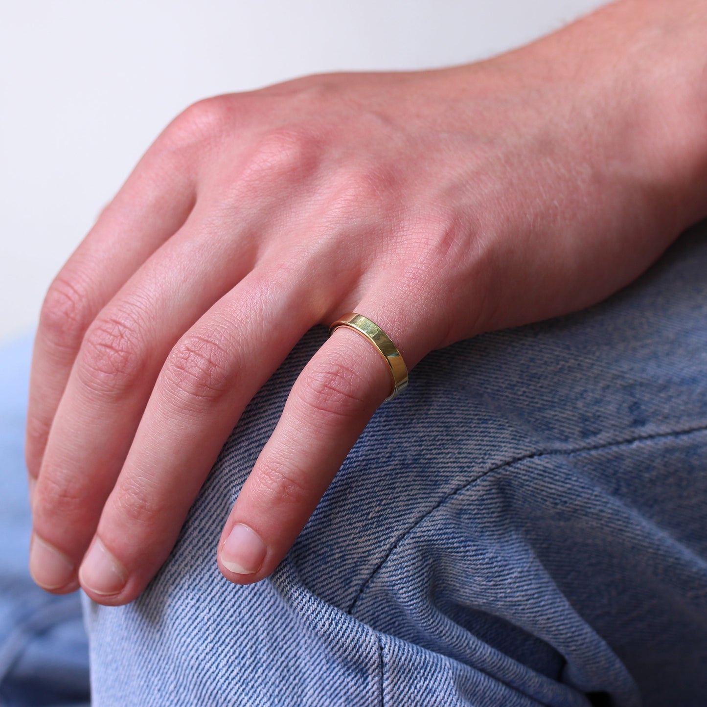 Gold Plated Sterling Silver 4mm Flat Wedding Band Ring Size I - Z