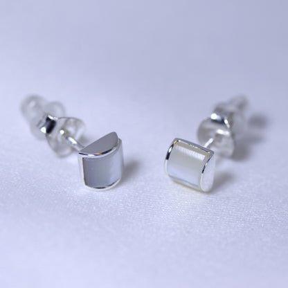 Sterling Silver Domed Mother of Pearl Stud Earrings