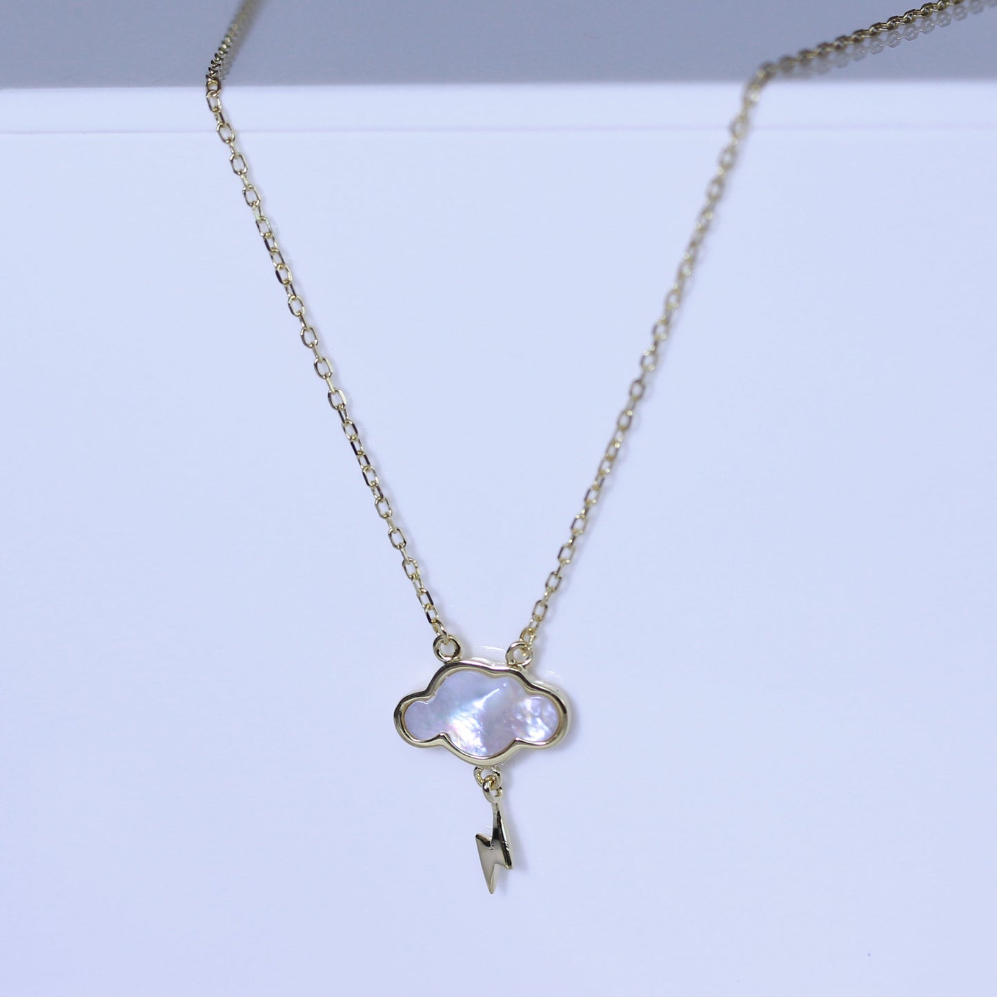 Gold Plated Sterling Silver Mother of Pearl Lightning Necklace