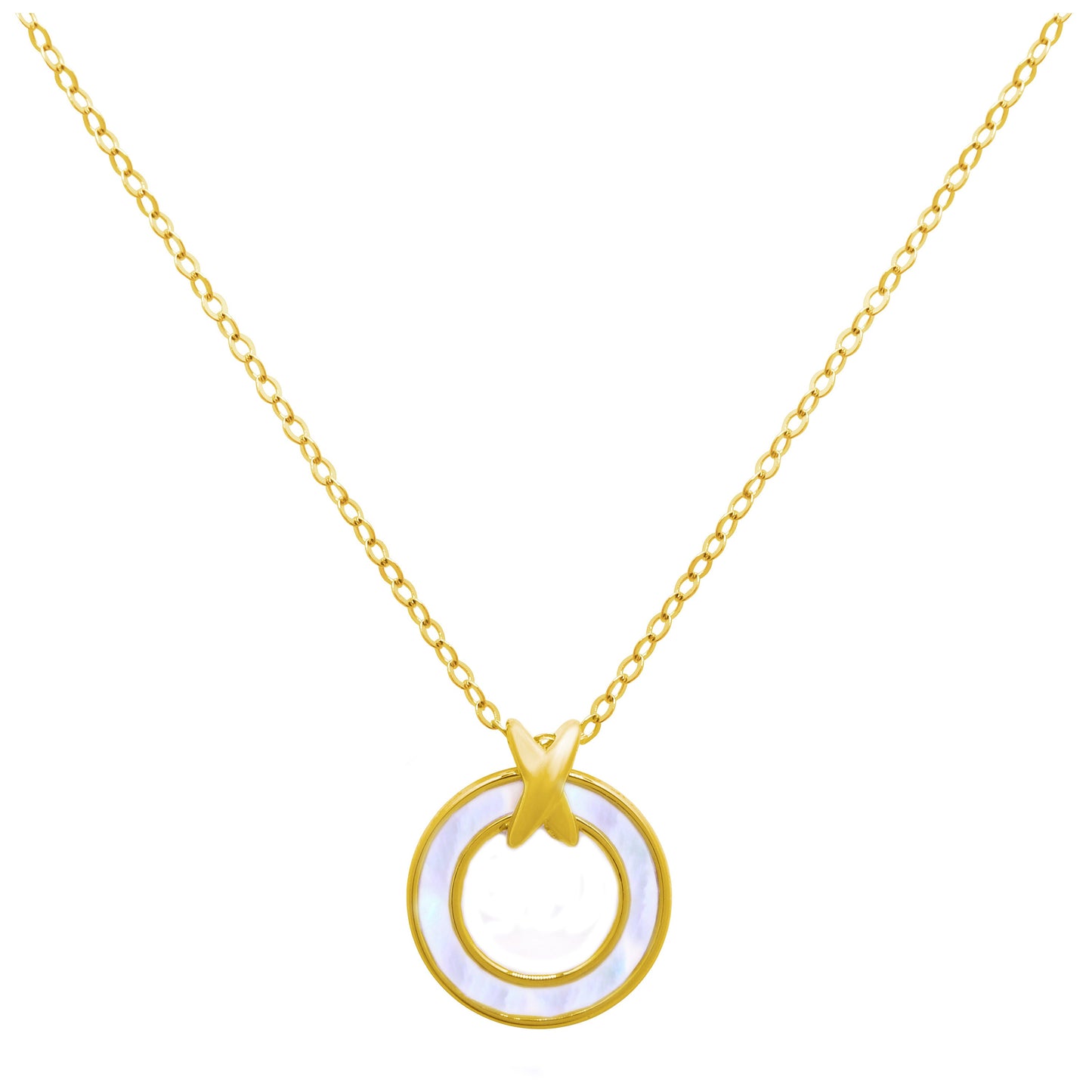 Gold Plated Sterling Silver Mother of Pearl Karma Necklace
