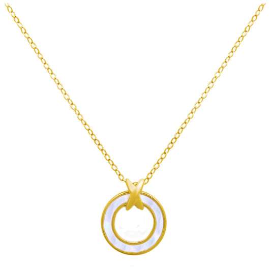 Gold Plated Sterling Silver Mother of Pearl Karma Necklace