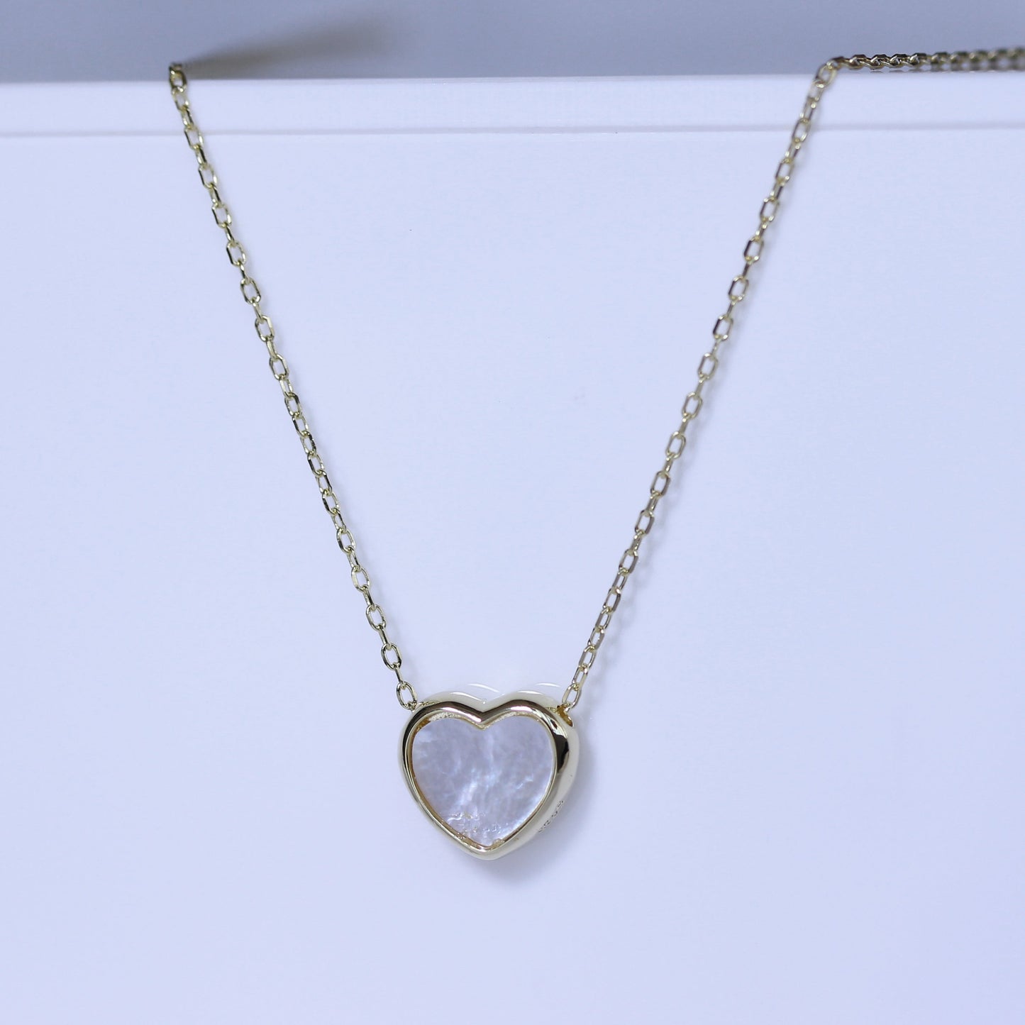 Gold Plated Sterling Silver Mother of Pearl Heart Necklace
