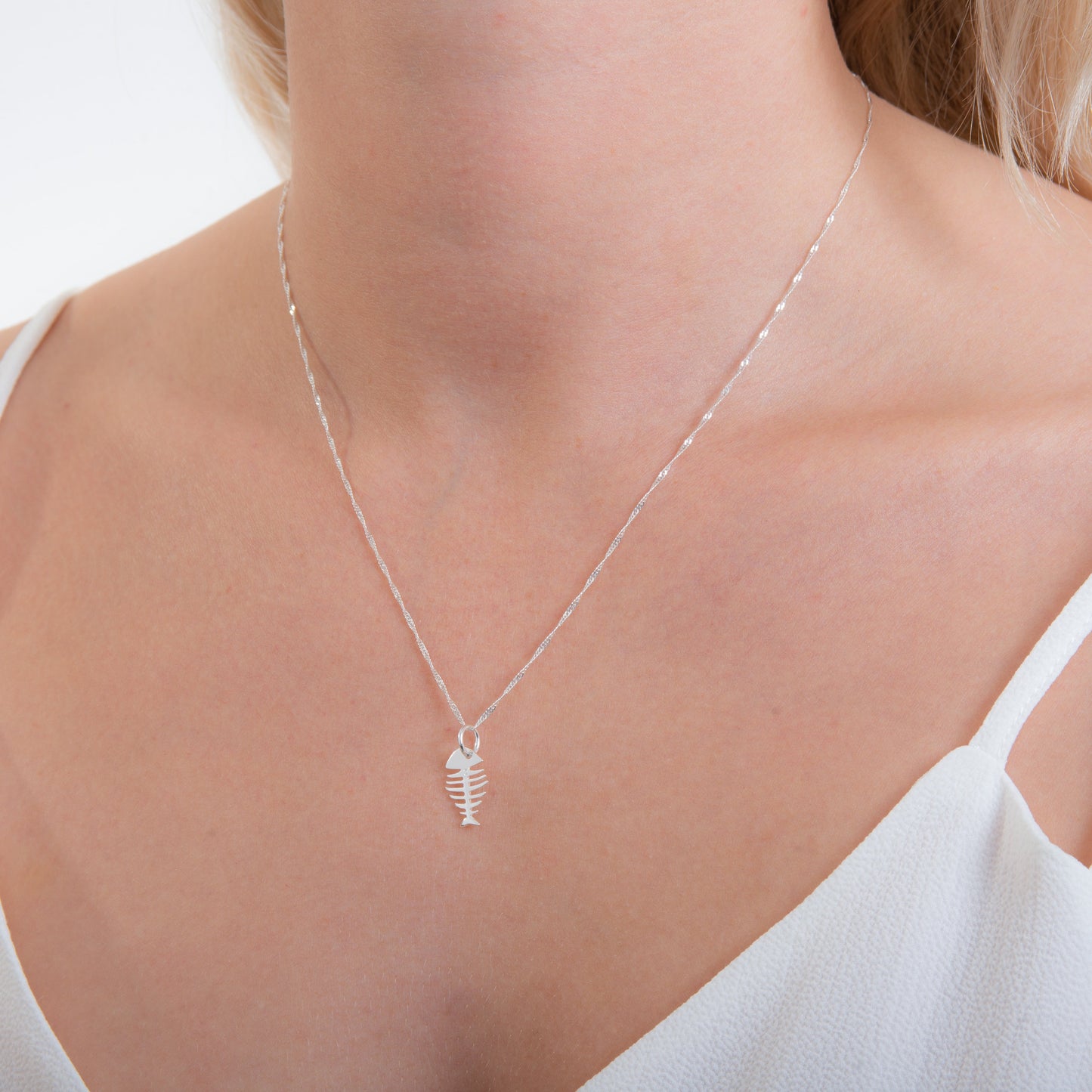 Sterling Silver Fish Bones Necklace 16 - 24 Inches