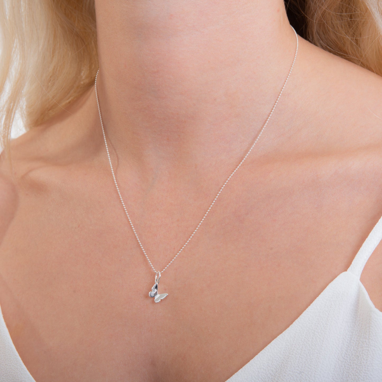 Plain 3D Sterling Silver Butterfly Necklace 14 - 22 Inches