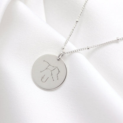 Bespoke Sterling Silver Virgo Constellation & Initial Necklace 12-24 Inch
