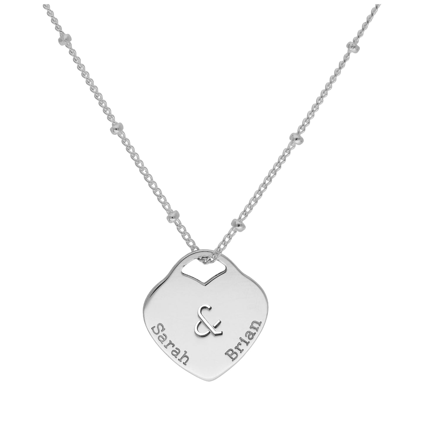 Bespoke Personalised Double Name Heart Necklace 12-24 Inches
