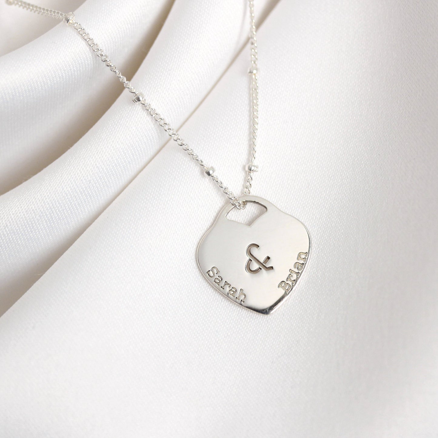 Bespoke Personalised Double Name Heart Necklace 12-24 Inches
