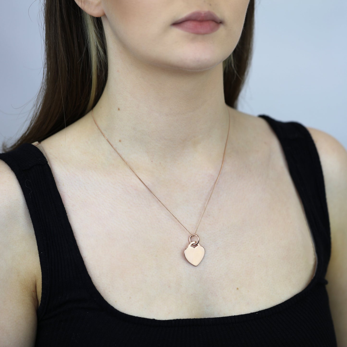 Large Rose Gold Plated Sterling Silver Engravable Heart Necklace