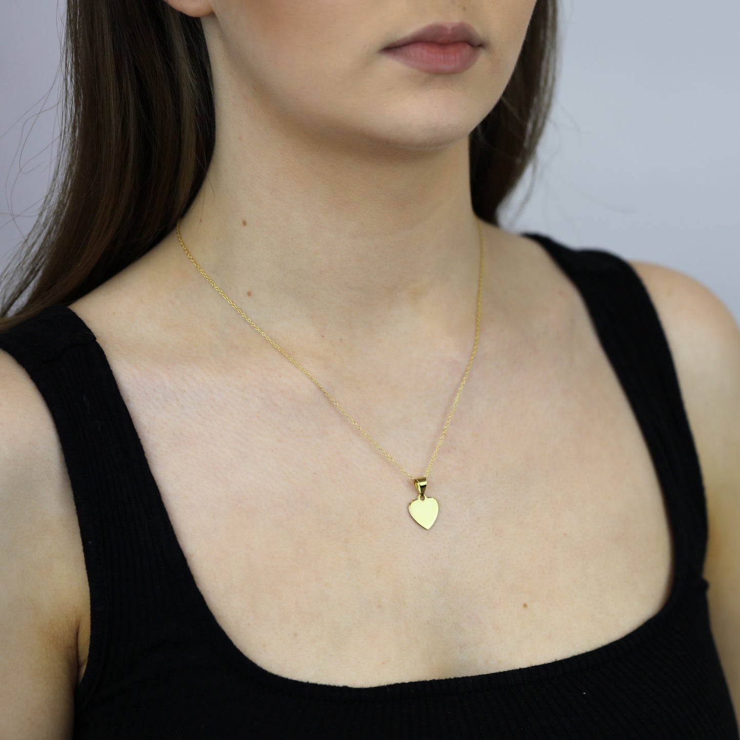 Gold Plated Small Sterling Silver Engravable Heart Necklace