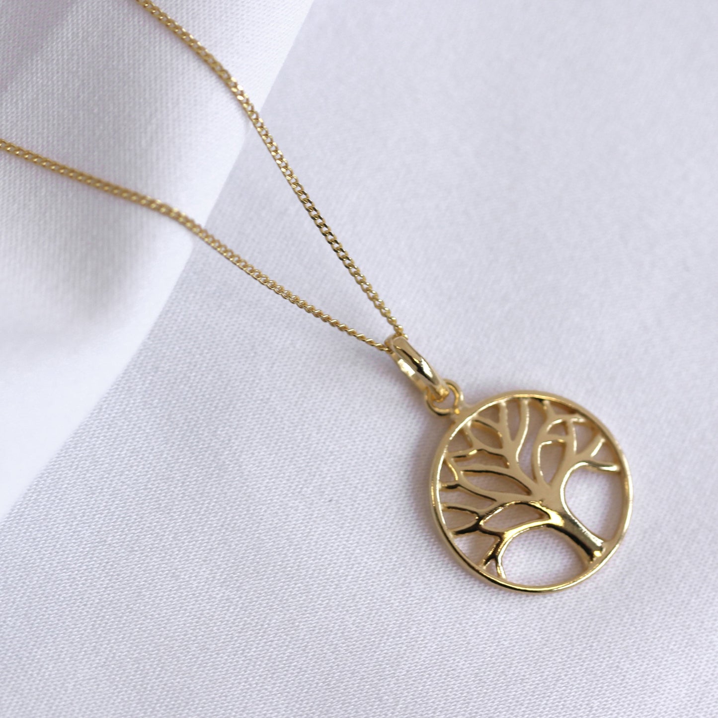 Gold Plated Sterling Silver Tree of Life Necklace 14-32 Inch