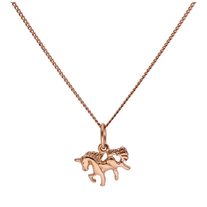 Tiny Rose Gold Plated Sterling Silver Unicorn Necklace 14-32 Inches