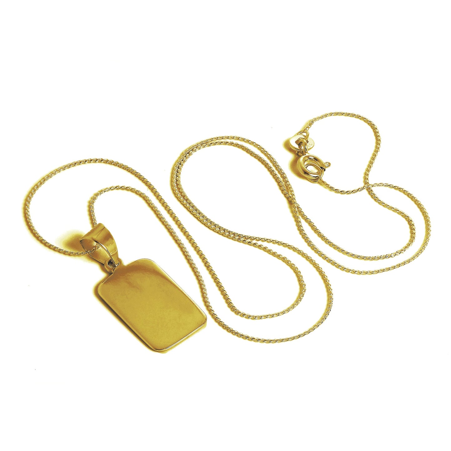 Gold Plated Sterling Silver Rectangular Engravable Necklace